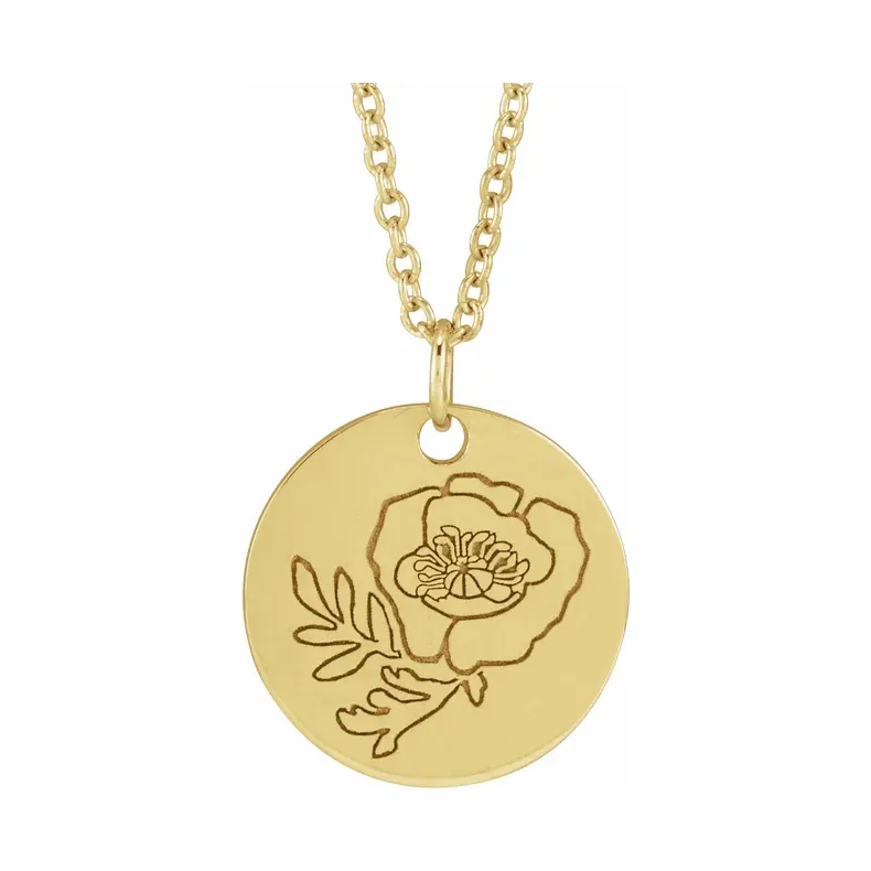 14K Yellow Birth Flower Necklace