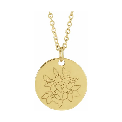 14K Yellow Birth Flower Necklace