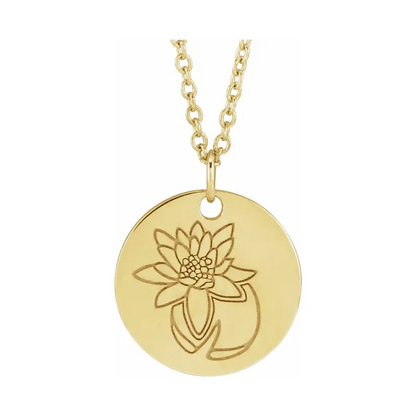 14K Yellow Birth Flower Necklace