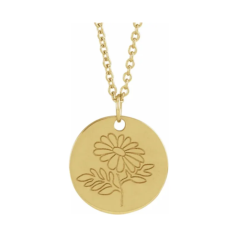 14K Yellow Birth Flower Necklace