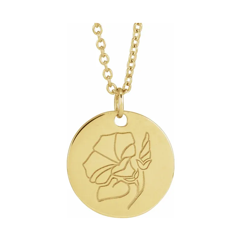 14K Yellow Birth Flower Necklace