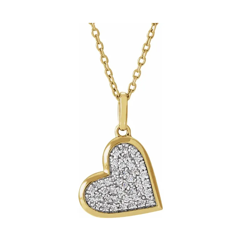 14K Yellow  Diamond Heart 18&quot; Necklace