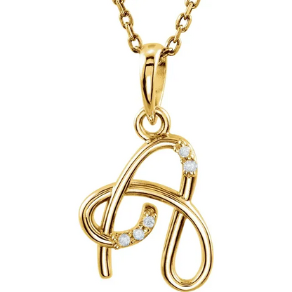 14K Yellow .03 CTW Natural Diamond Initial Necklace