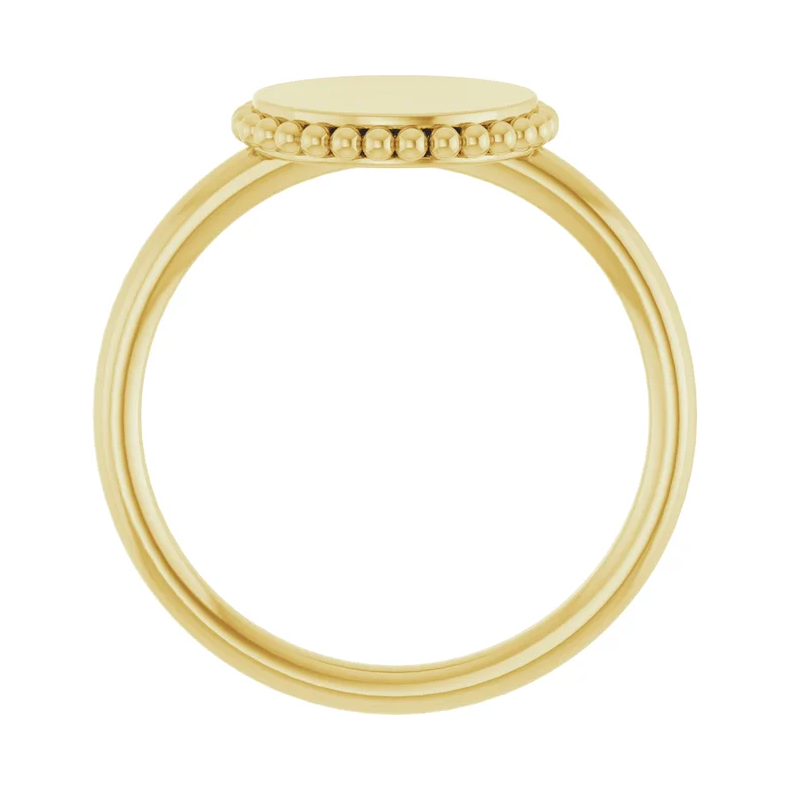 14K Yellow Engravable Beaded Ring