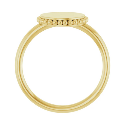 14K Yellow Engravable Beaded Ring