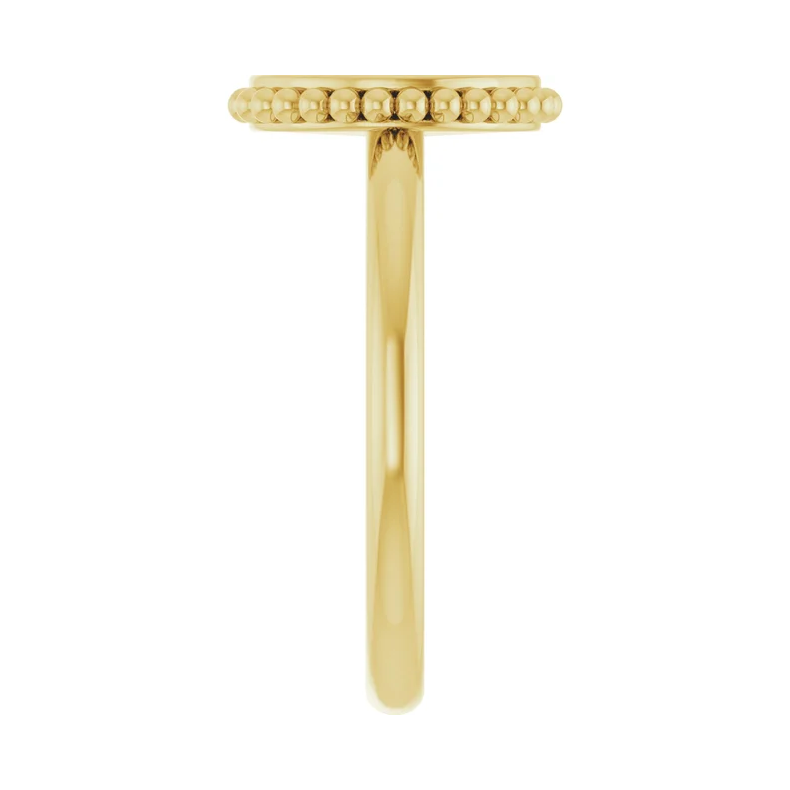 14K Yellow Engravable Beaded Ring