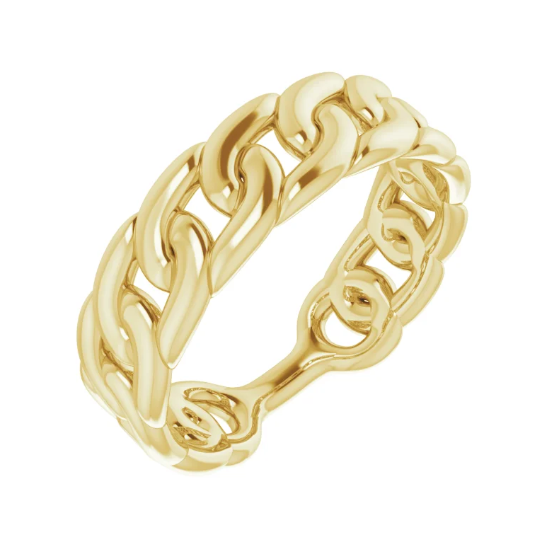 14K Yellow Stackable Chain Link Ring