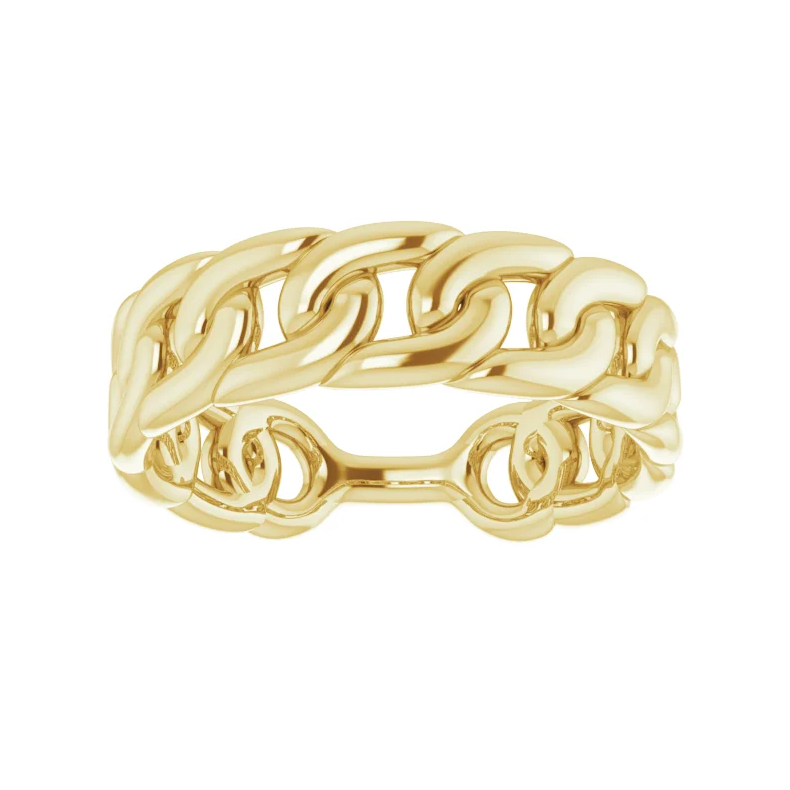 14K Yellow Stackable Chain Link Ring