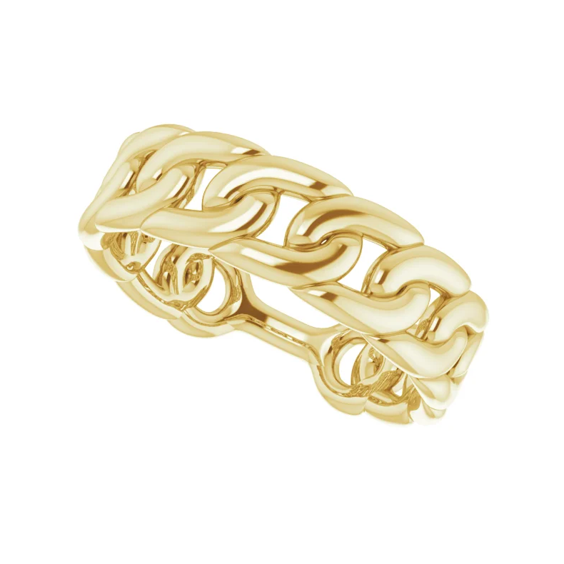 14K Yellow Stackable Chain Link Ring