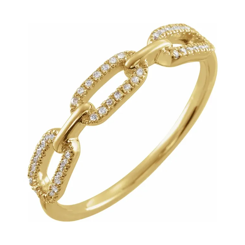 14K Yellow Diamond Chain Link Ring