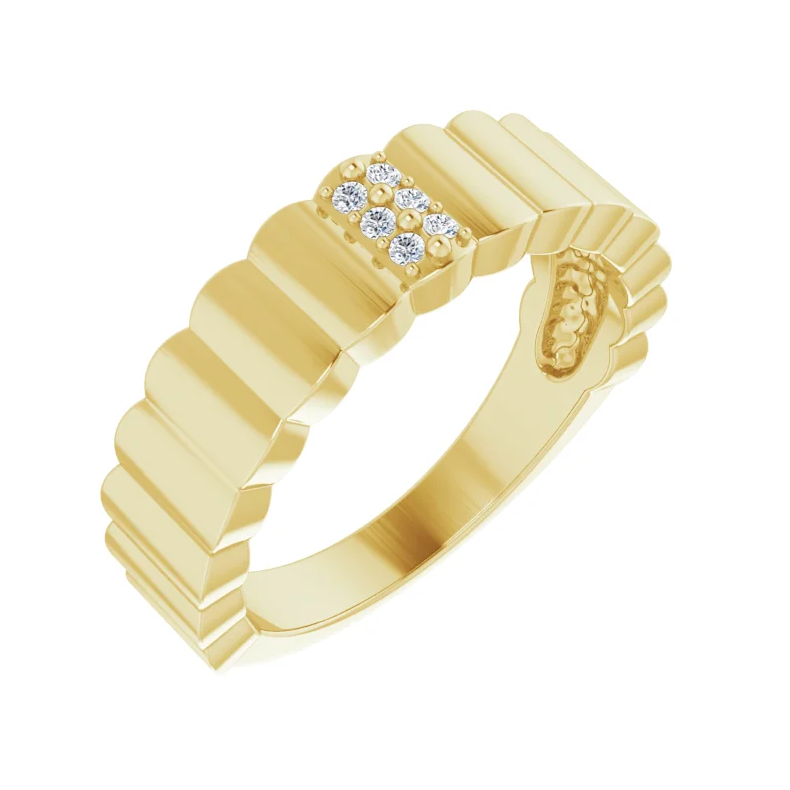 14K Yellow Diamond Cigar Ring