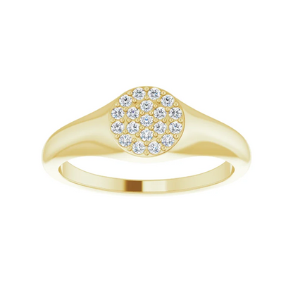 14K Yellow Diamond Pave Signet Ring