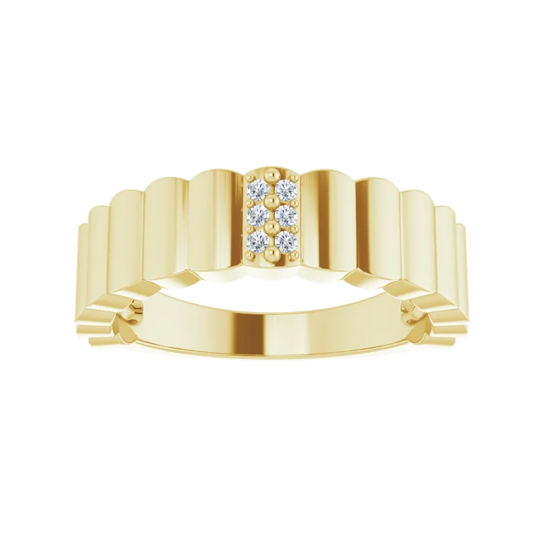 14K Yellow Diamond Cigar Ring