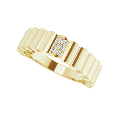 14K Yellow Diamond Cigar Ring