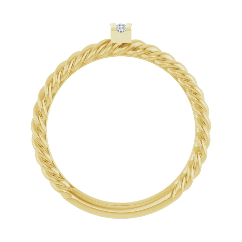 14K Yellow Diamond Rope Ring