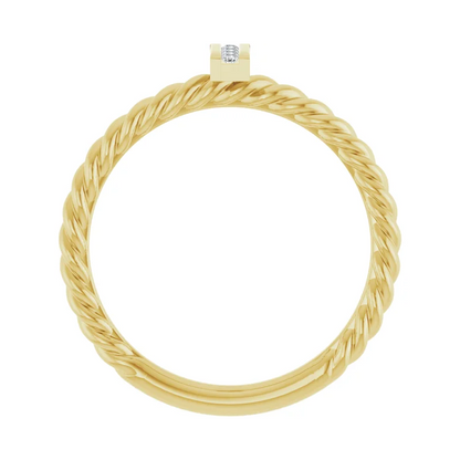 14K Yellow Diamond Rope Ring