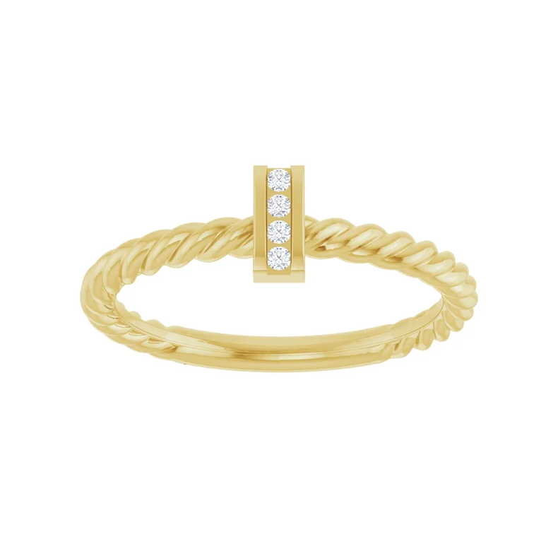 14K Yellow Diamond Rope Ring