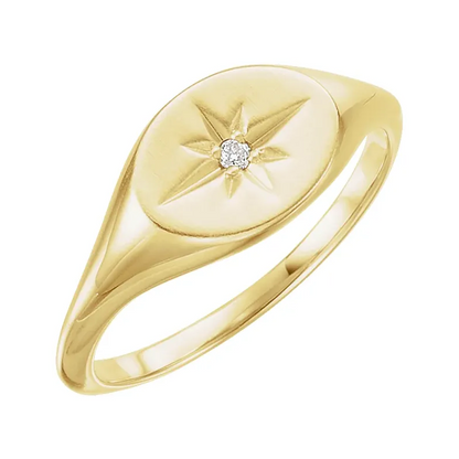 Diamond Starburst Signet Ring