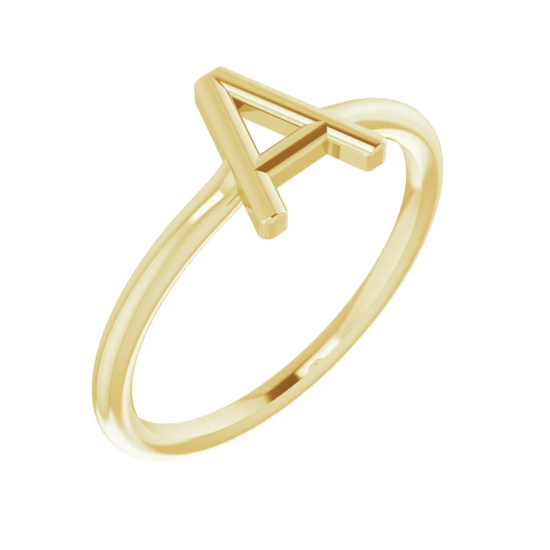 14K Yellow Initial Ring