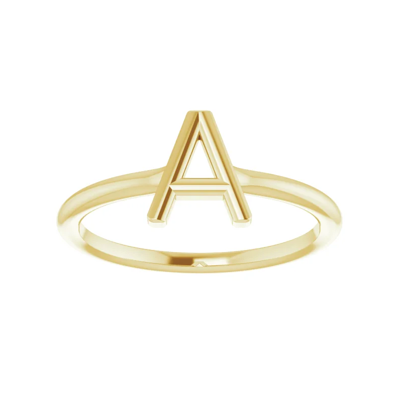 14K Yellow Initial Ring