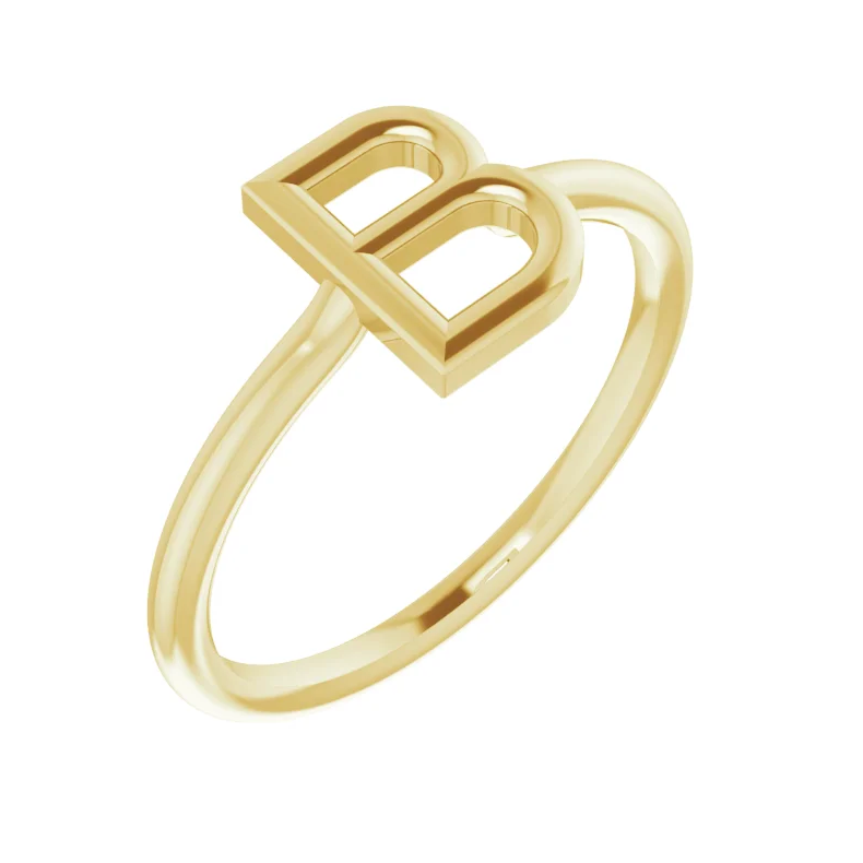 14K Yellow Initial Ring