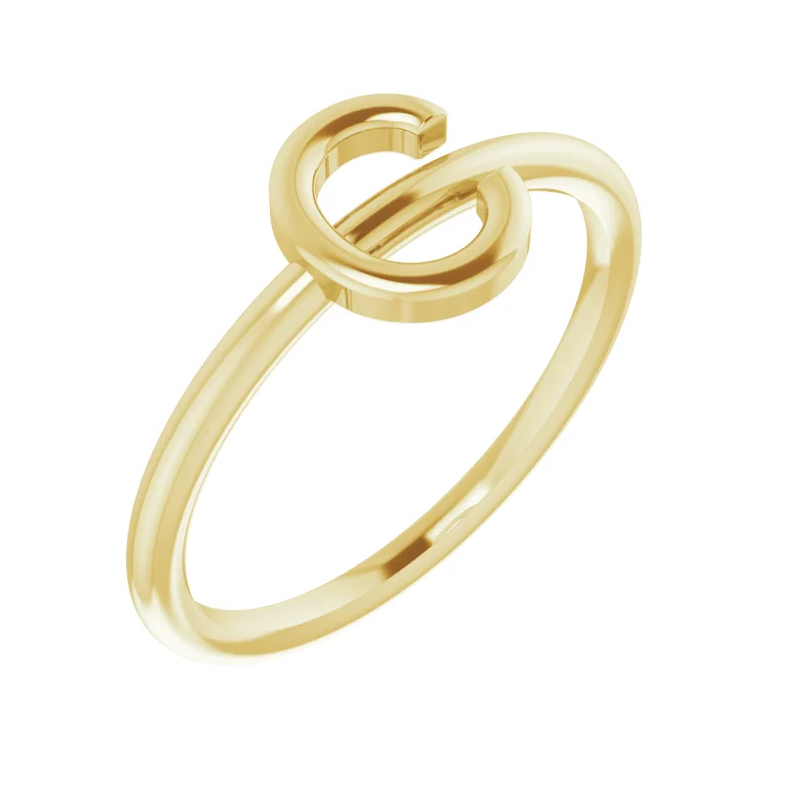 14K Yellow Initial Ring