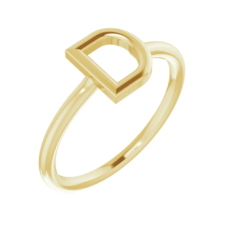 14K Yellow Initial Ring