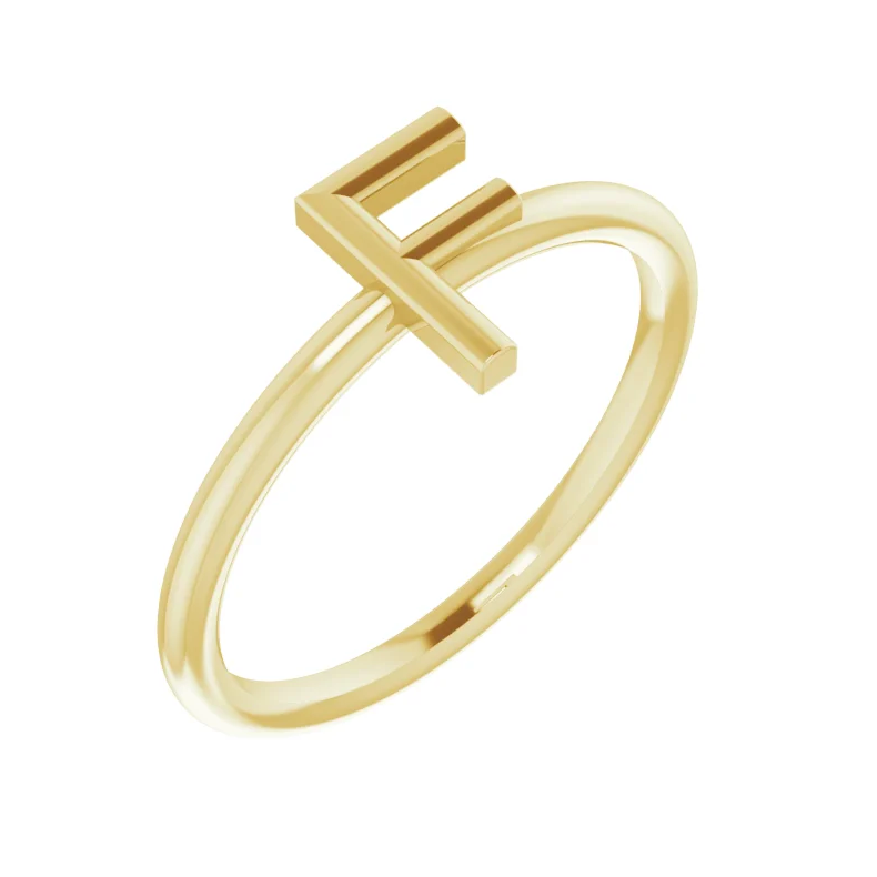 14K Yellow Initial Ring