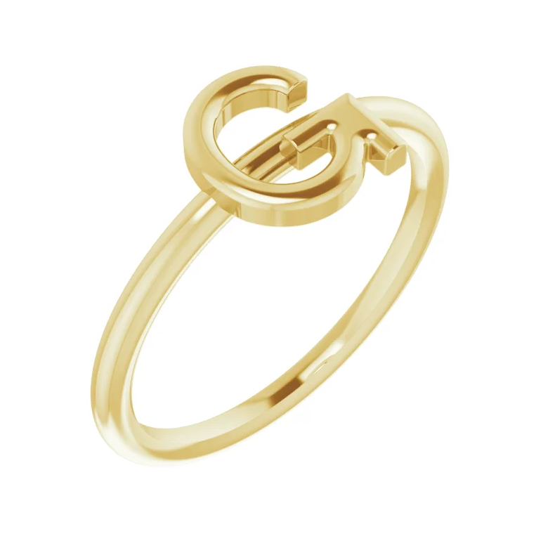 14K Yellow Initial Ring