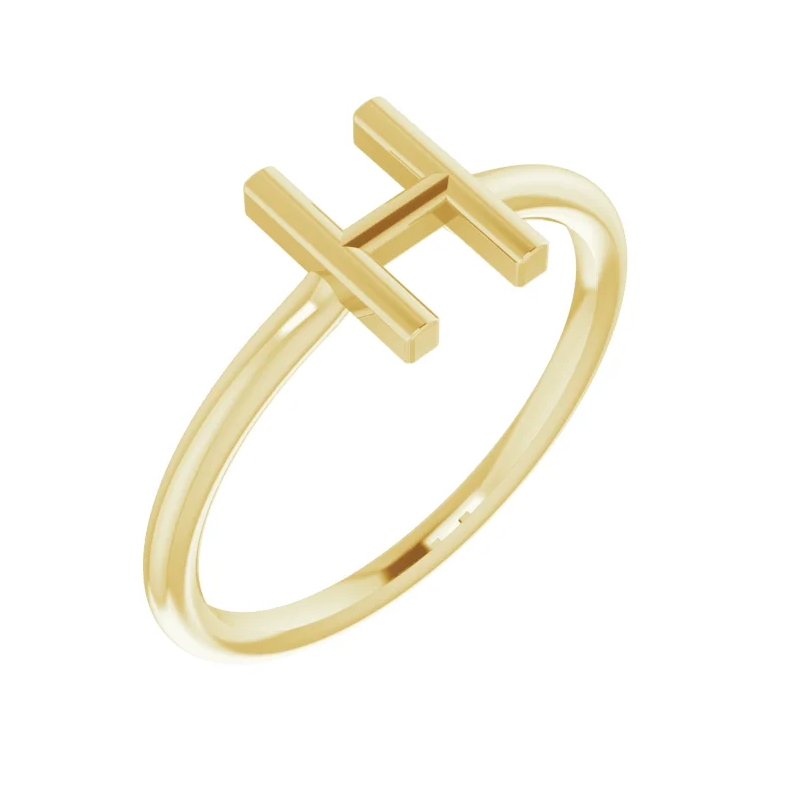 14K Yellow Initial Ring