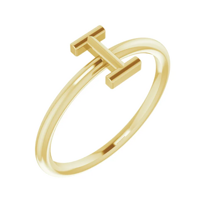 14K Yellow Initial Ring