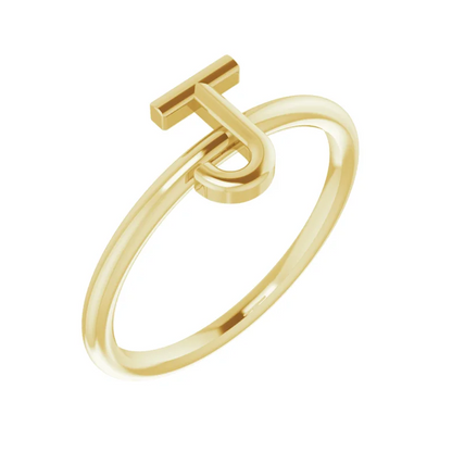 14K Yellow Initial Ring