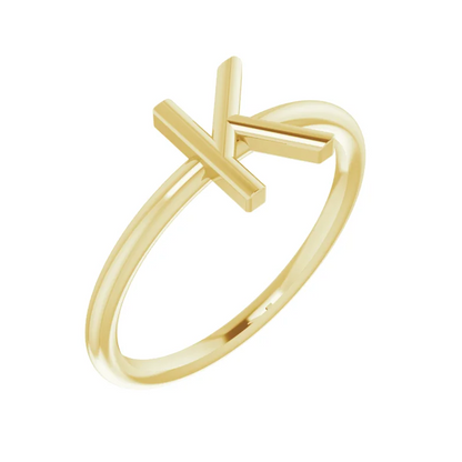 14K Yellow Initial Ring