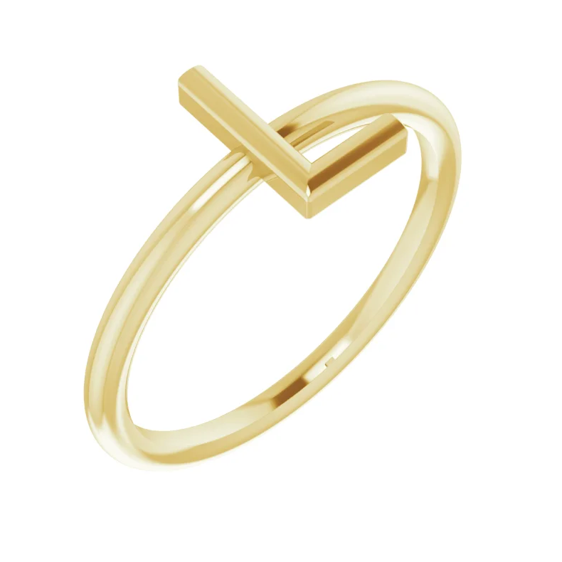 14K Yellow Initial Ring