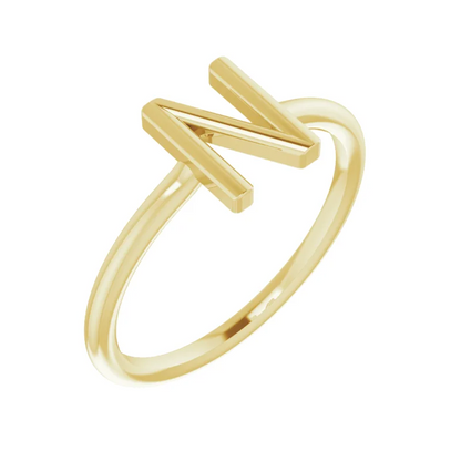 14K Yellow Initial Ring