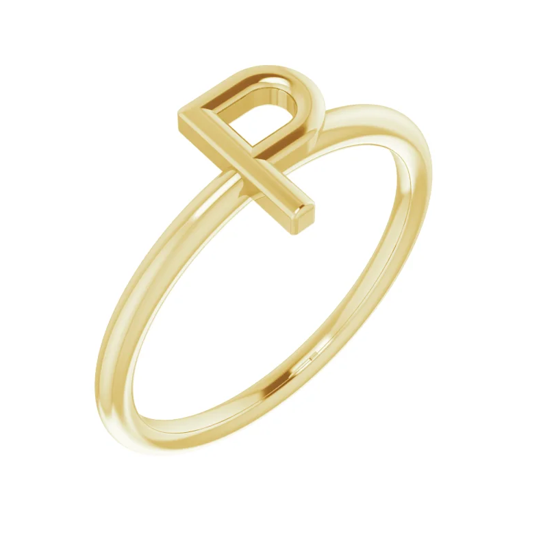 14K Yellow Initial Ring