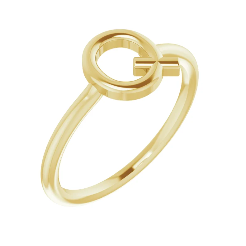 14K Yellow Initial Ring