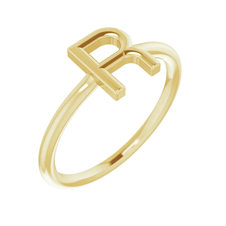 14K Yellow Initial Ring