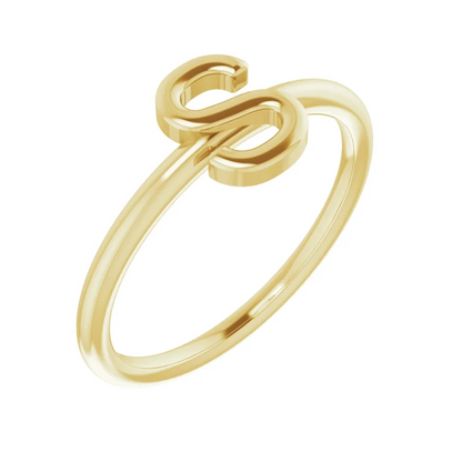 14K Yellow Initial Ring