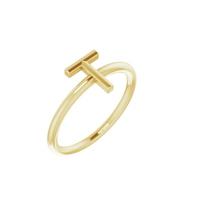 14K Yellow Initial Ring