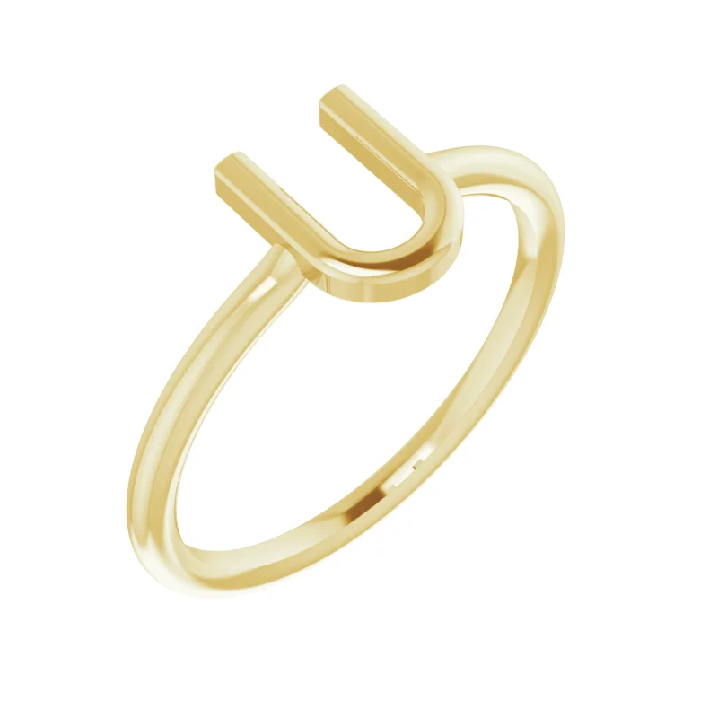 14K Yellow Initial Ring