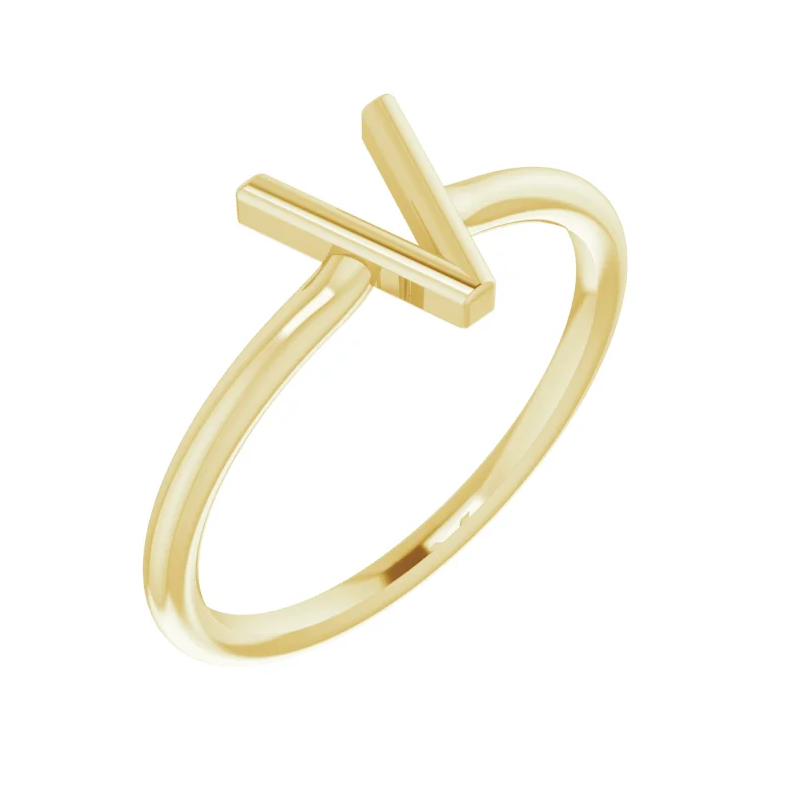 14K Yellow Initial Ring