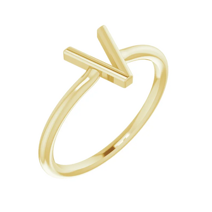 14K Yellow Initial Ring