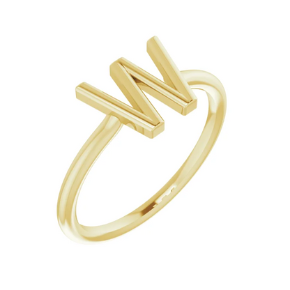 14K Yellow Initial Ring