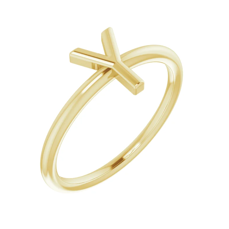 14K Yellow Initial Ring