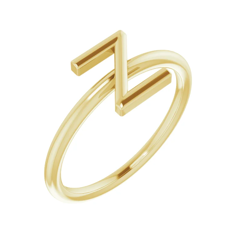 14K Yellow Initial Ring