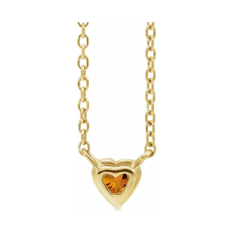 Natural Citrine Heart Necklace