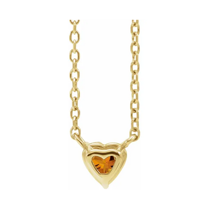 Natural Citrine Heart Necklace