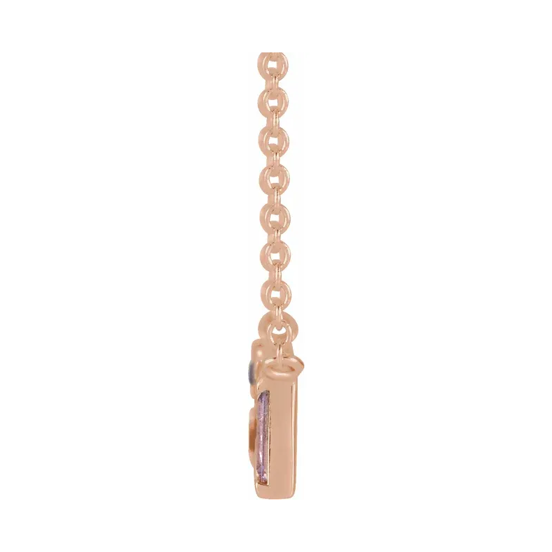 Pink Multi-Gemstone &amp; Natural Diamond Bar Necklace