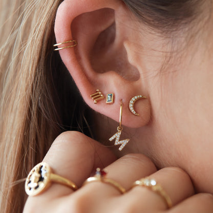 Diamond Crescent Moon Earrings